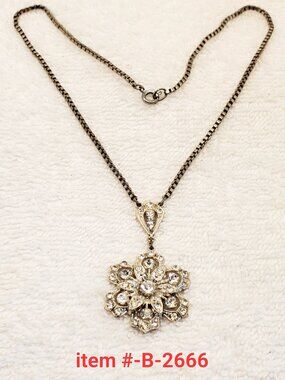 1 Silver Necklace with Diamonds pendant, item # B-2666, . wt. 15 grams.